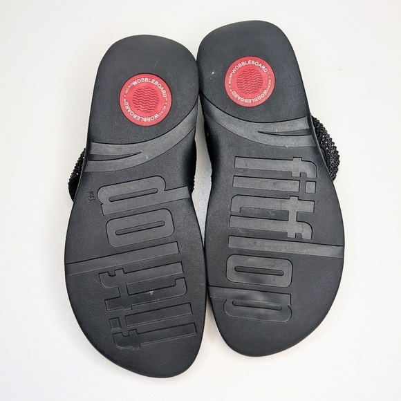 Fitflop LULU Crystal black toe post sandals black flip flops toe thong size 8 - Picture 6 of 7